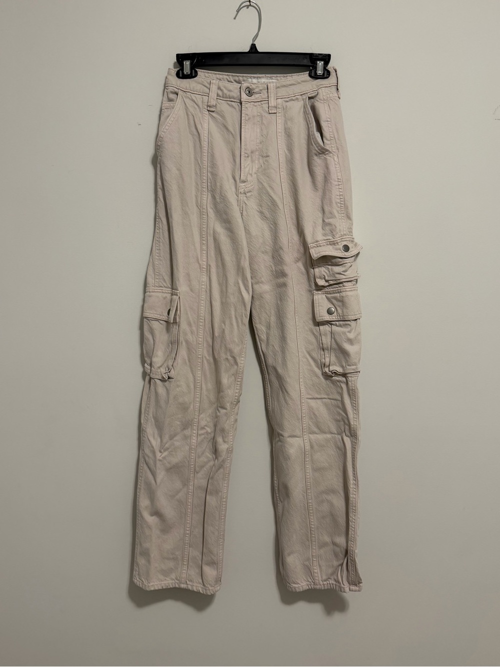 Abercrombie & Fitch Light Beige Wide Leg Cargo Jeans